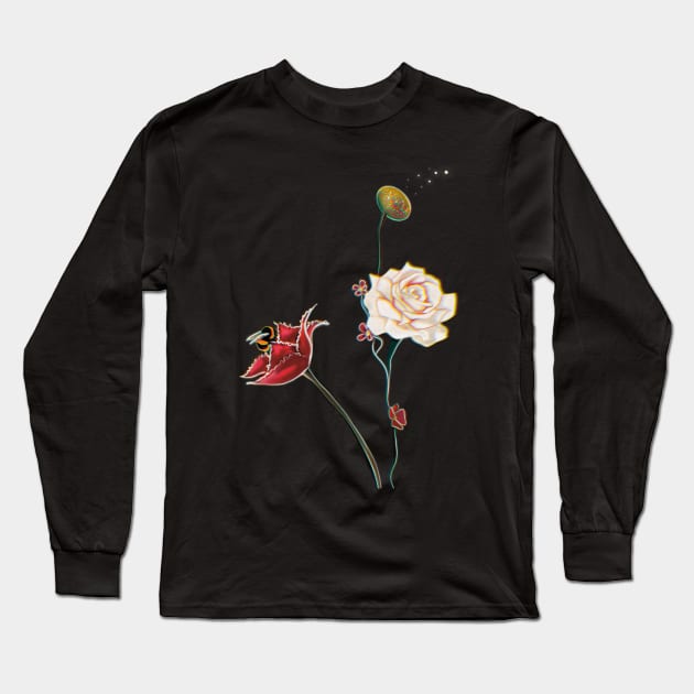 Floral Bouquet With Bee Long Sleeve T-Shirt by xsaxsandra